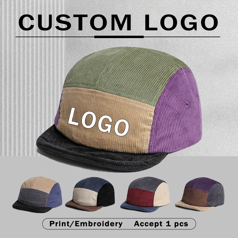 Corduroy Cap 5 Panel - Ретро-бейсболка из вельвета с коротким козырьком,